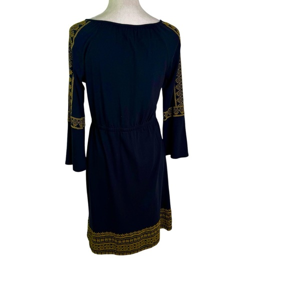 J. Jill Embroidered Cotton Blend Boho Knit Peasant Sheath Dress Black Size S - Picture 5 of 13